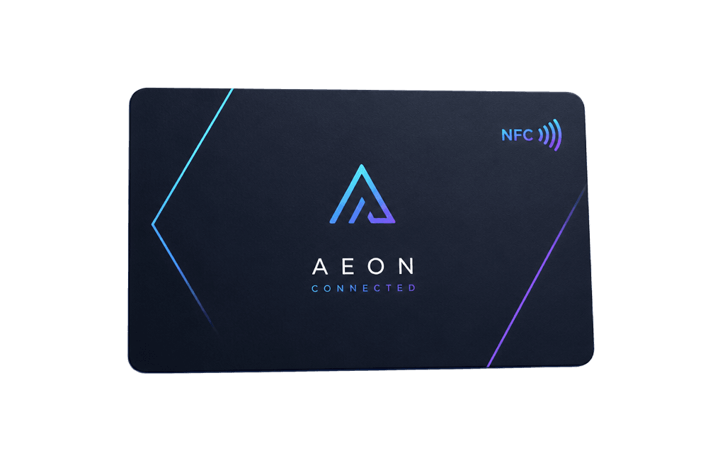 Lets Connect midnight navy with cyan and violet NFC card design