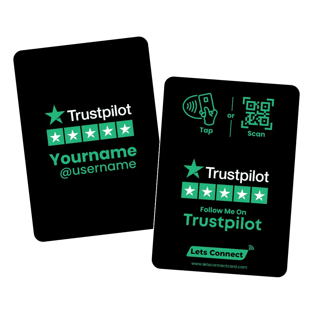 Trustpilot Review Card With Nfc &Amp; Qr Code 9 Trustpilot Black &Amp;Aqua Green