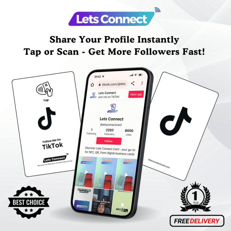 NFC TikTok Business Card-Titan White and Black-Simple