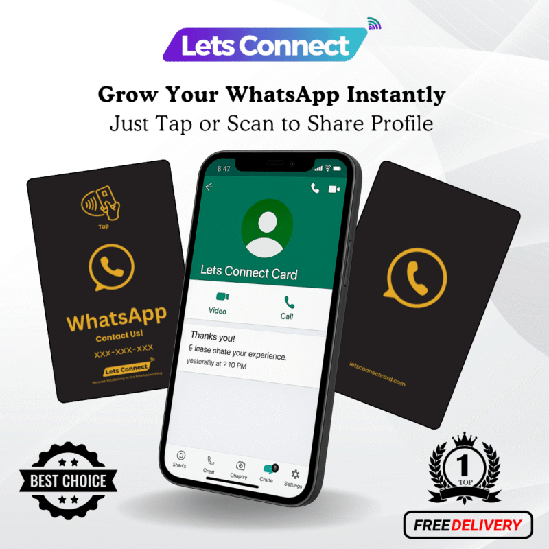 NFC Whatsapp Business Card-Black and Gold-Simple