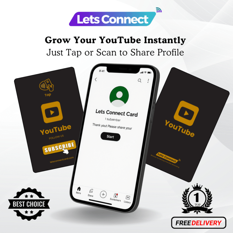 NFC Youtube Business Card-Black and Gold-Simple