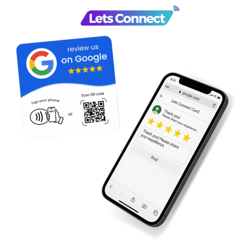 NFC & QR Google Review Plaque - Whit and Blue