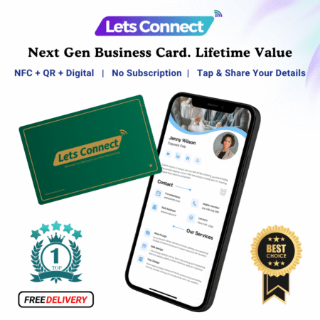 Next Gen NFC Business Card with QR Code & Digital profile - Green - Name+QR