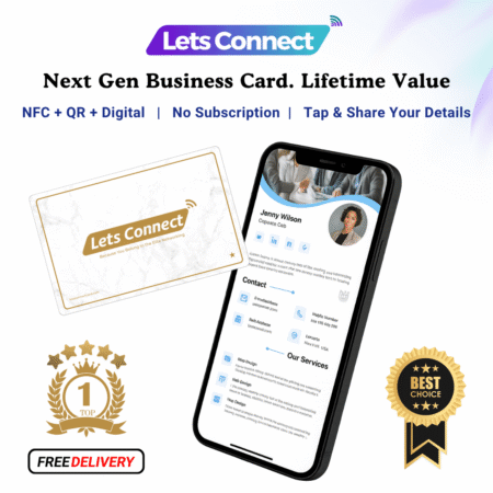 Next Gen NFC Business Card with QR Code & Digital profile - White - Name+QR