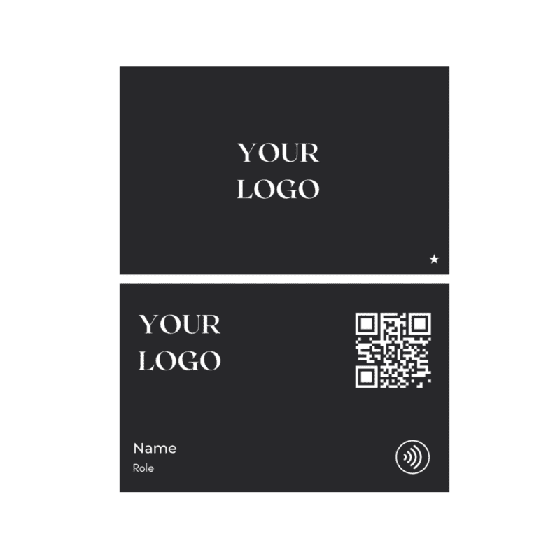 Matt black-Digital Business card with NFC QR code – Basic with logo