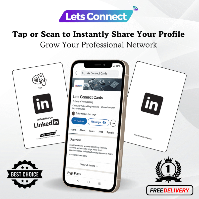 NFC Linkedin Business Card-White and Black-Simple