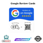 Google Review Cards with NFC + QR - White and Blue
