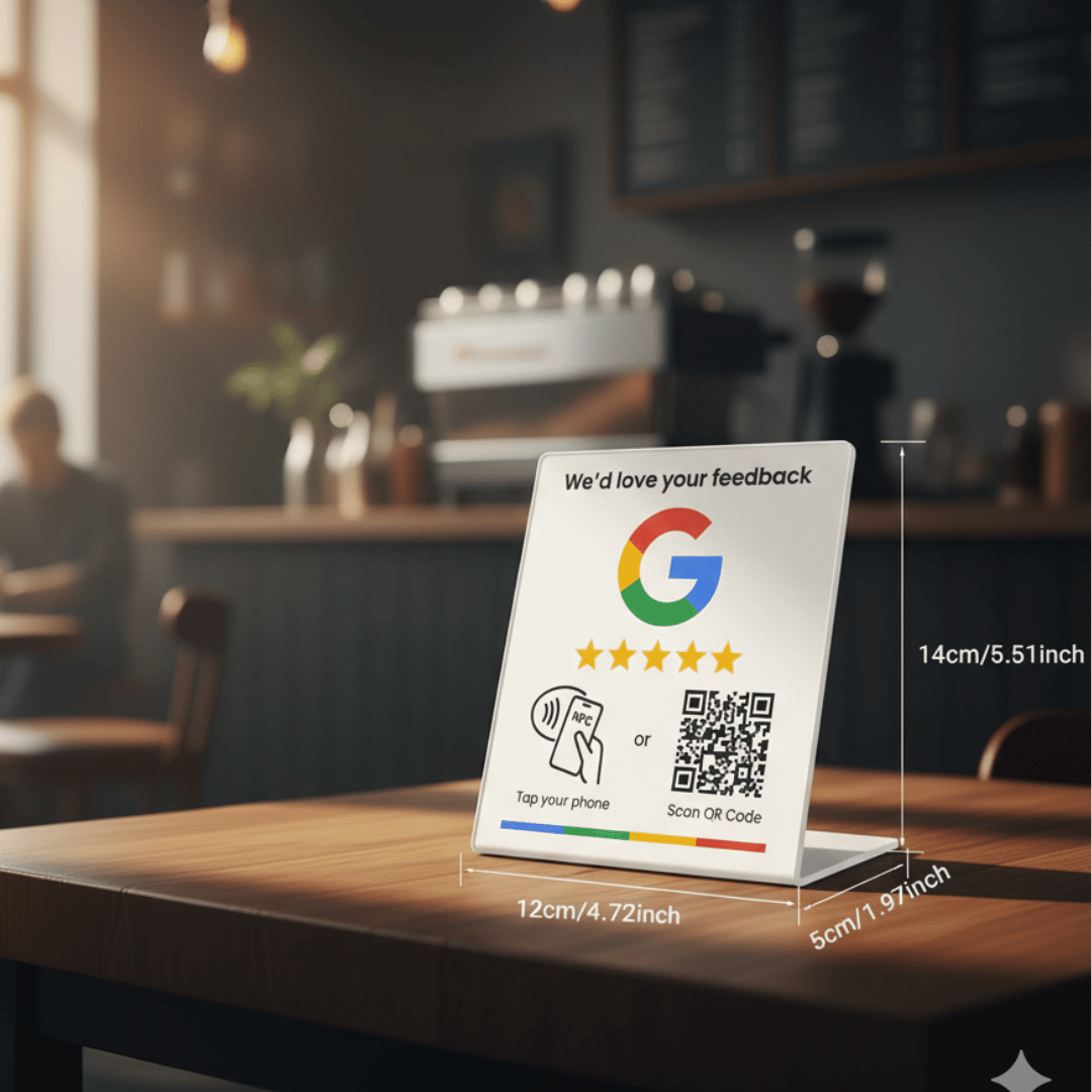 Nfc &Amp; Qr Google Review Stands (Large) - White