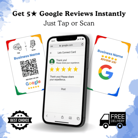 NFC Google Review Cards - Tap & QR Code Rating Card
