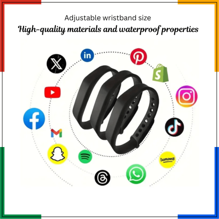 Waterproof Adjustable Nfc Bands For Easy Social Sharing - Simple - Black